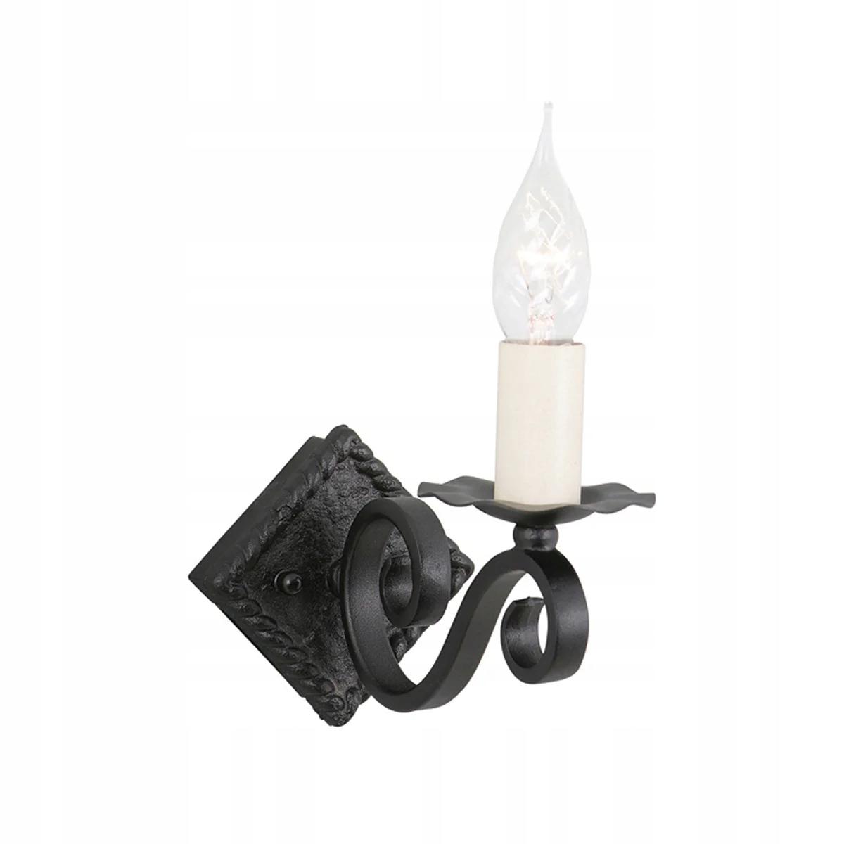 Nástenná svietniková lampa čierna krémová vintage do spálne Elstead