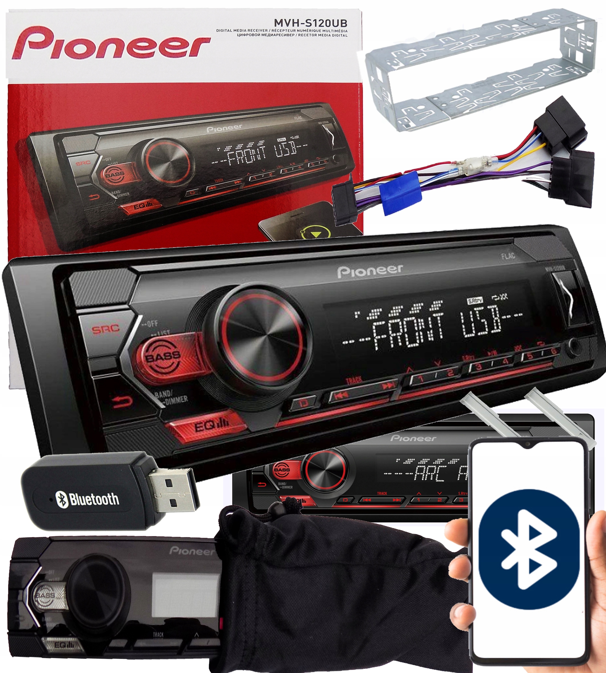 PIONER Mvh-s320bt Usb/fm/aux/mp3 car tape recorder with Bluetooth 4x50 Watt