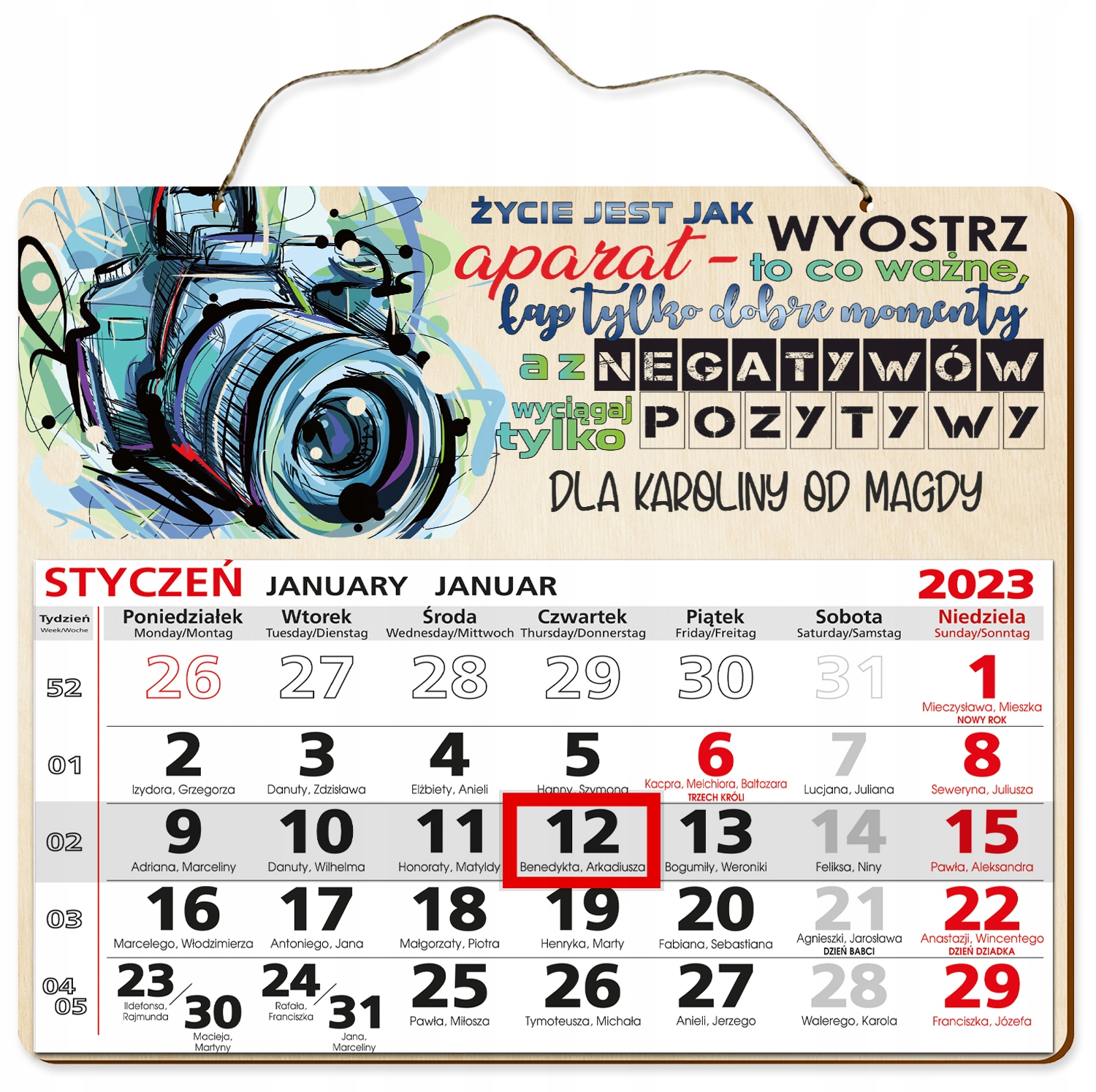 

Drewniany Kalendarz 2023 Fotograf