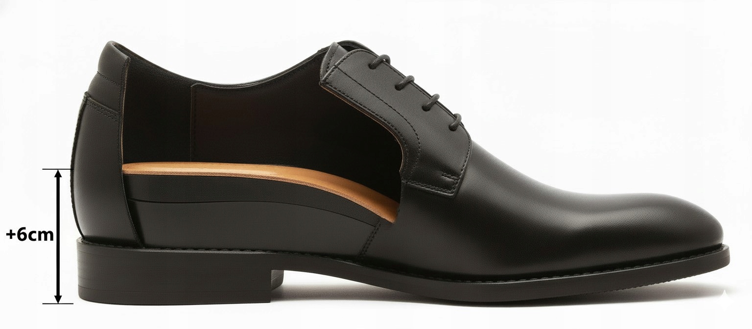Czarne podwyższające buty męskie do garnituru +6cm T228 41