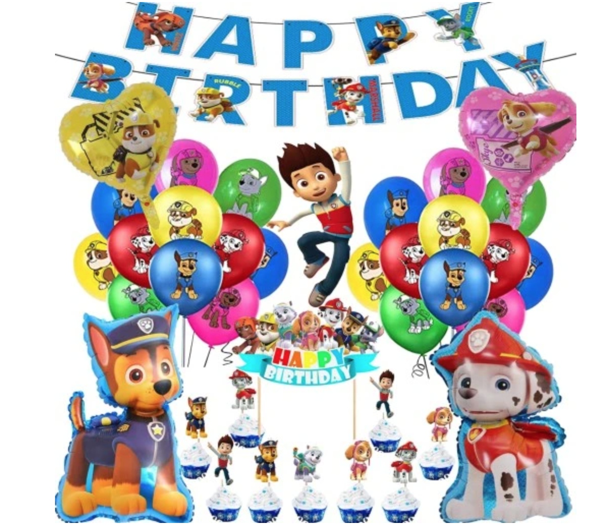 ZESTAW DEKORACJI URODZINOWYCH PSI PATROL MIX 50 ELEMENTÓW