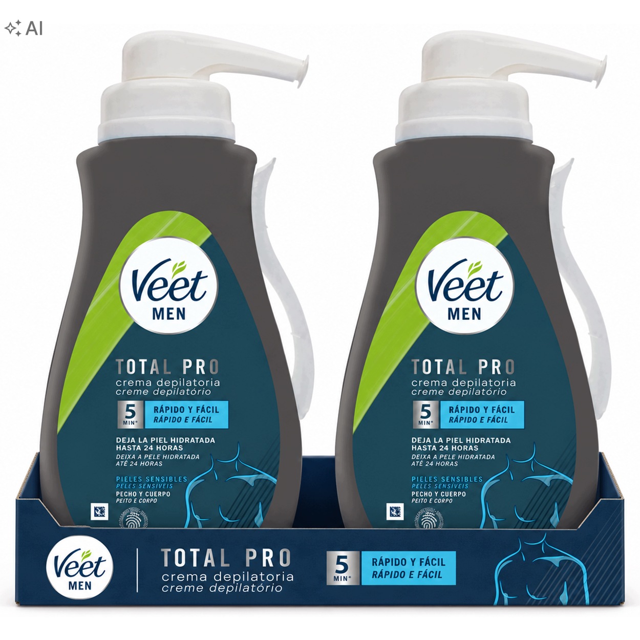 Zestaw 2x Veet Men Krem Do Depilacji Ciała Skóra Wrażliwa 400ml