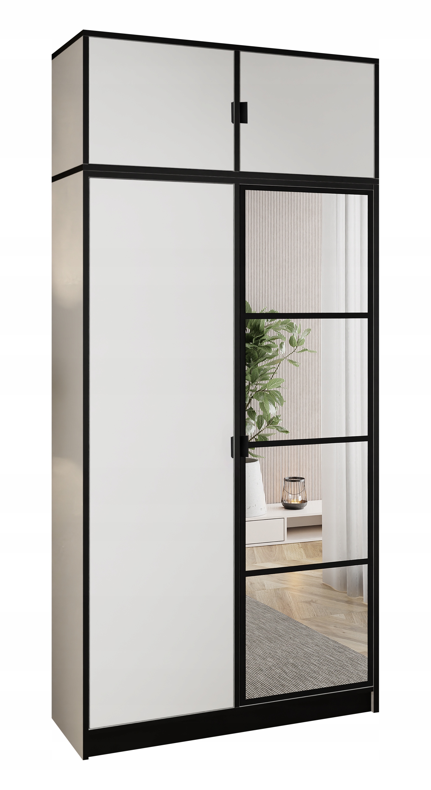 Skříň Lumi 105 2D Bílá se zrcadlem Eden, úchytka č. s nástavcem