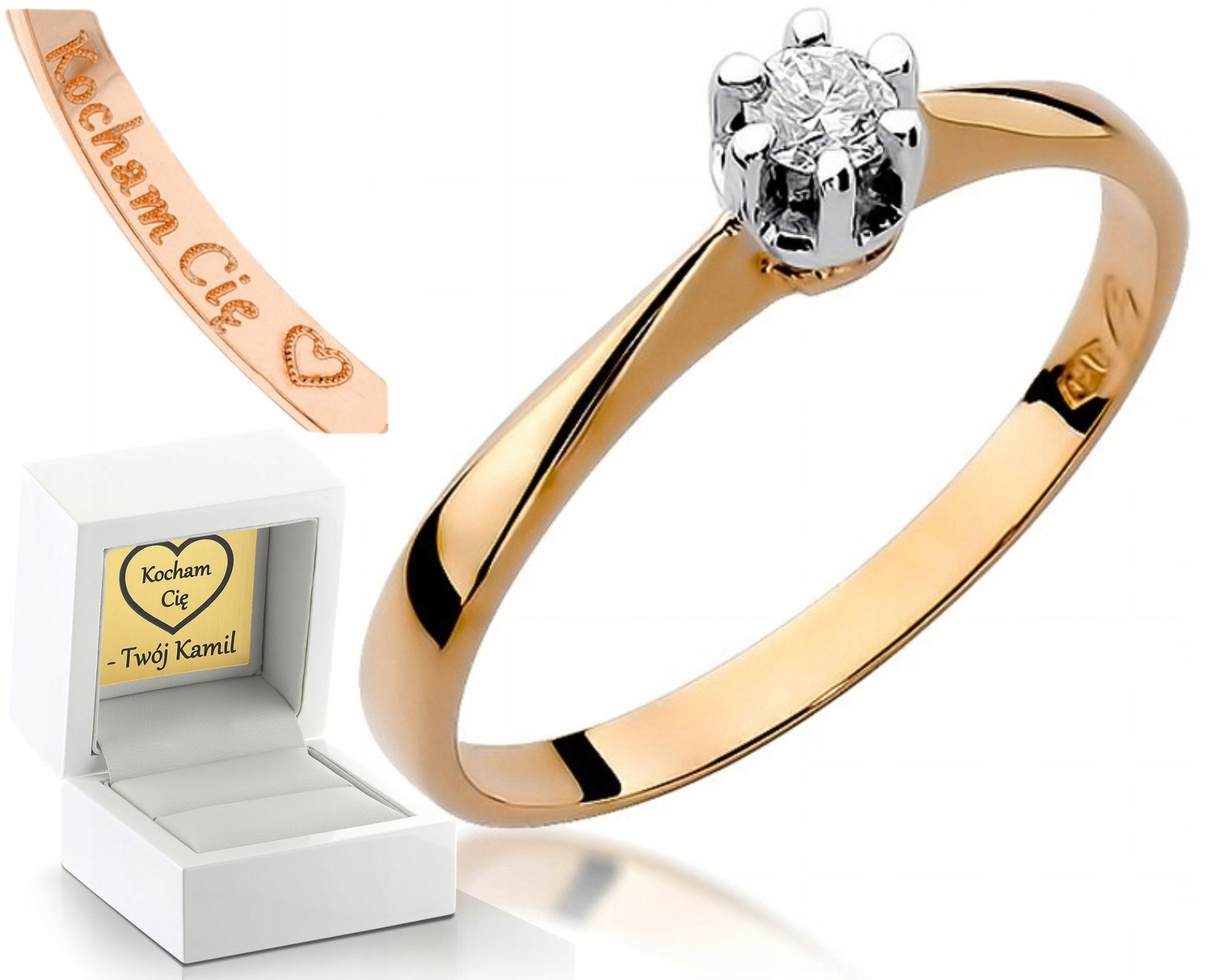 Prstýnek S Briliantem Růžové Zlato Gravírování Bonus Zlato