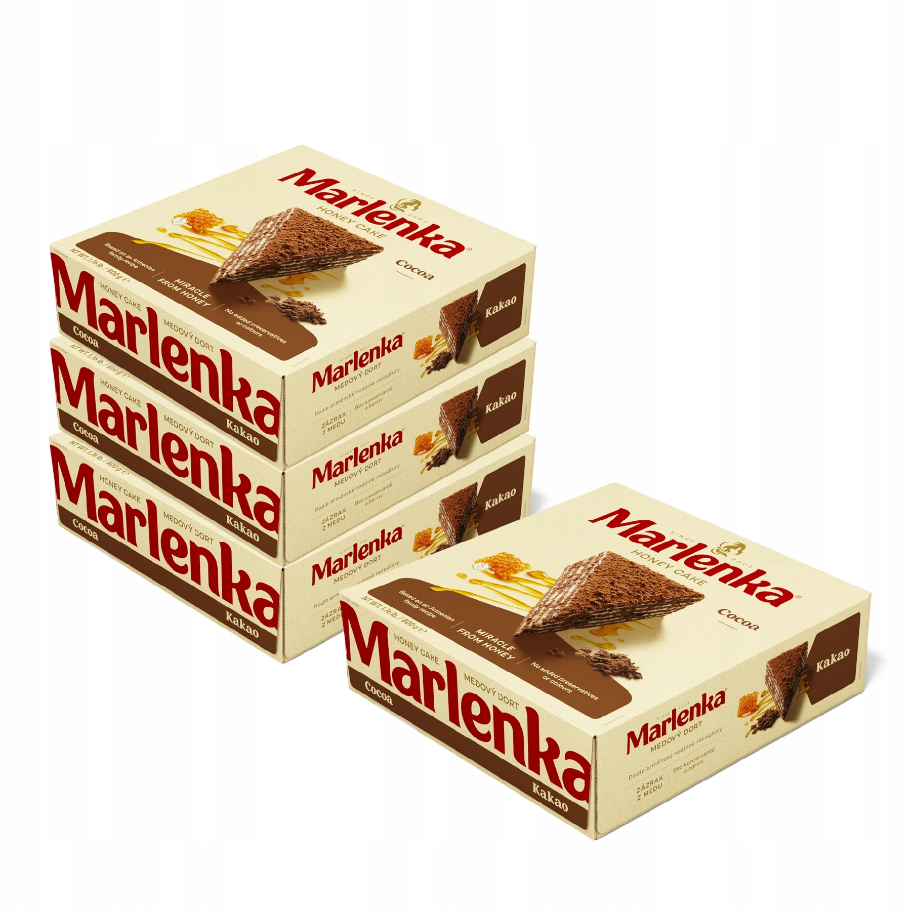 Levně Marlenka 3+1 Medový dort s kakaem 4 x 800 g