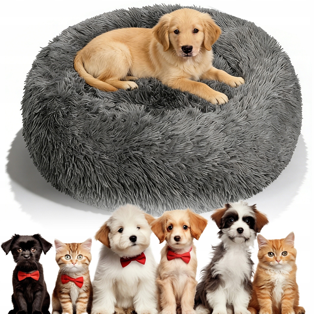 Levně Nadýchané Pelíšek Kulaté Plyšové Pelíšek Pro Psy A Kočky 60X60X20 CM
