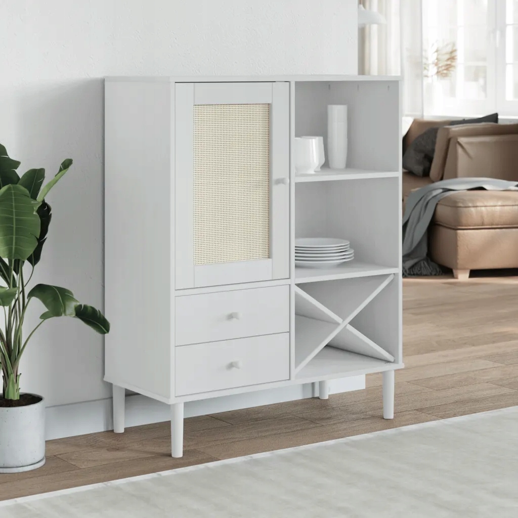 vidaXL Skříňka Senja ratanový vzhled bílá 90 x 40 x 112 cm borovice
