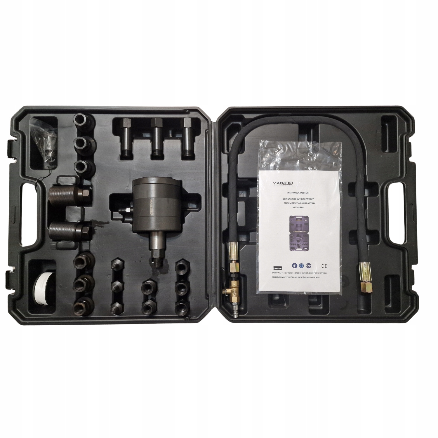 PNEUMATYCZNY ŚCIĄGACZ WYCIĄGACZ DO WTRYSKIWACZY MAGNUS ZESTAW 23EL+ADAPTERY Waga produktu z opakowaniem jednostkowym 5 kg