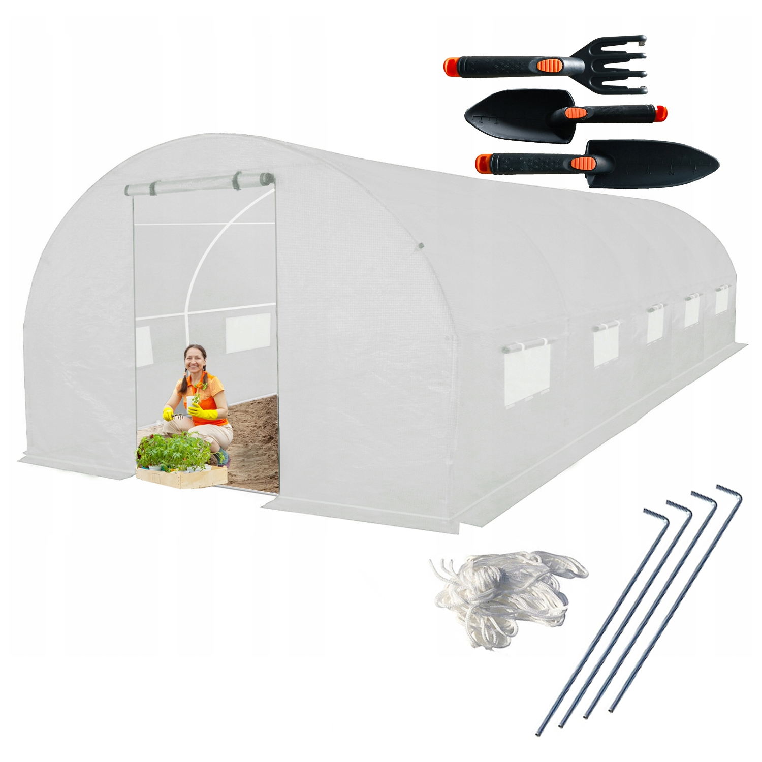 Fóliový tunel Skleník 3x8 m Silné trubky 25 mm 3dílná sada nářadí