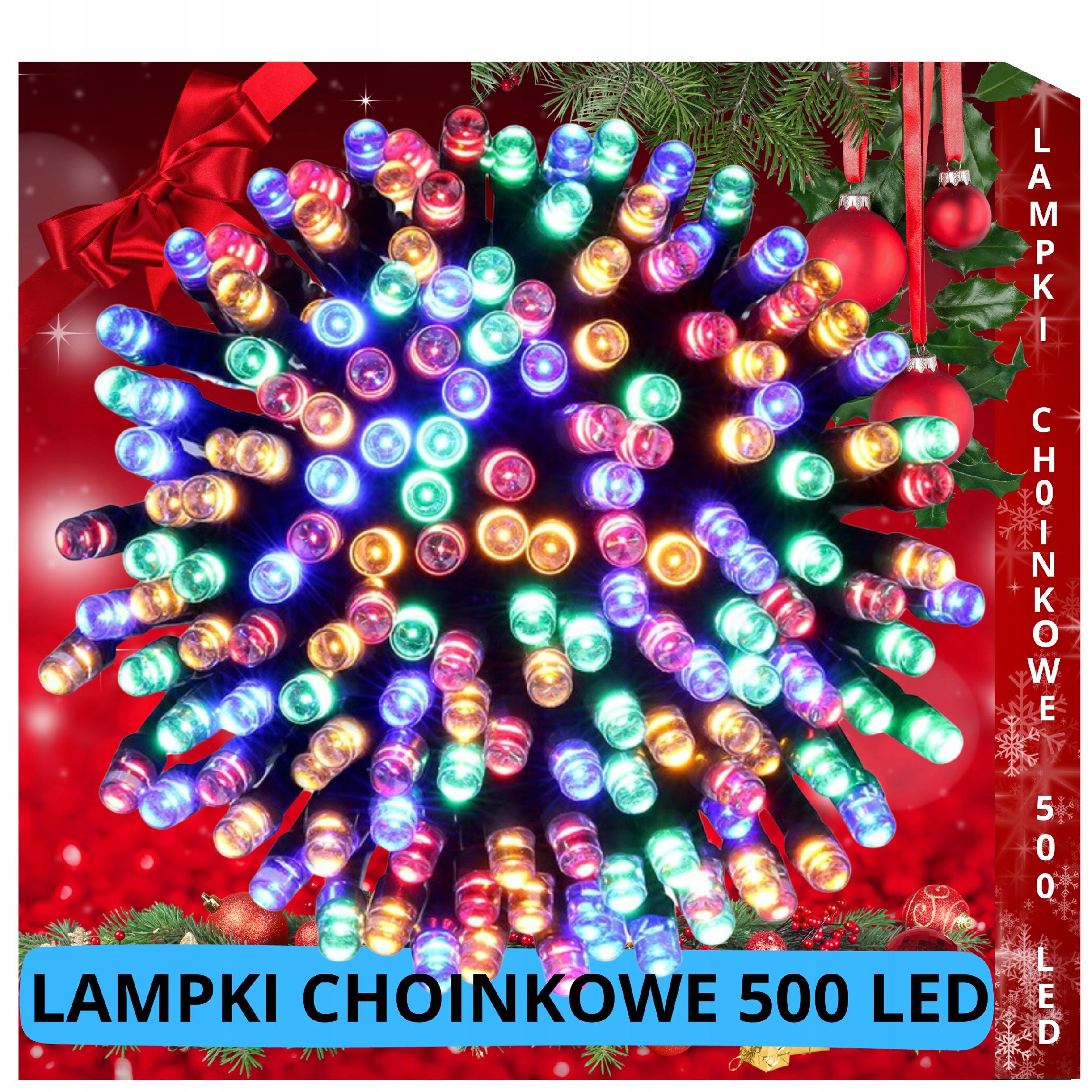 LAMPKI CHOINKOWE 500 LED ZEWNĘTRZNE WEWNĘTRZNE ŚWIATEŁKA STAŁE MULTIKOLOR