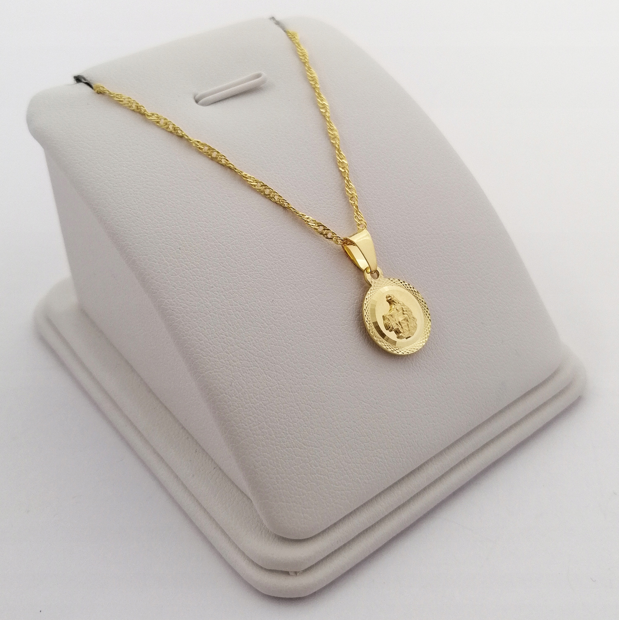 ZŁOTY ŁAŃCUSZEK SINGAPUR + ZAWIESZKA SZKAPLERZ 925/585 NA KOMUNIĘ + GRAWER Kolekcja Na Komunię Komunijny Chrzest Grawer