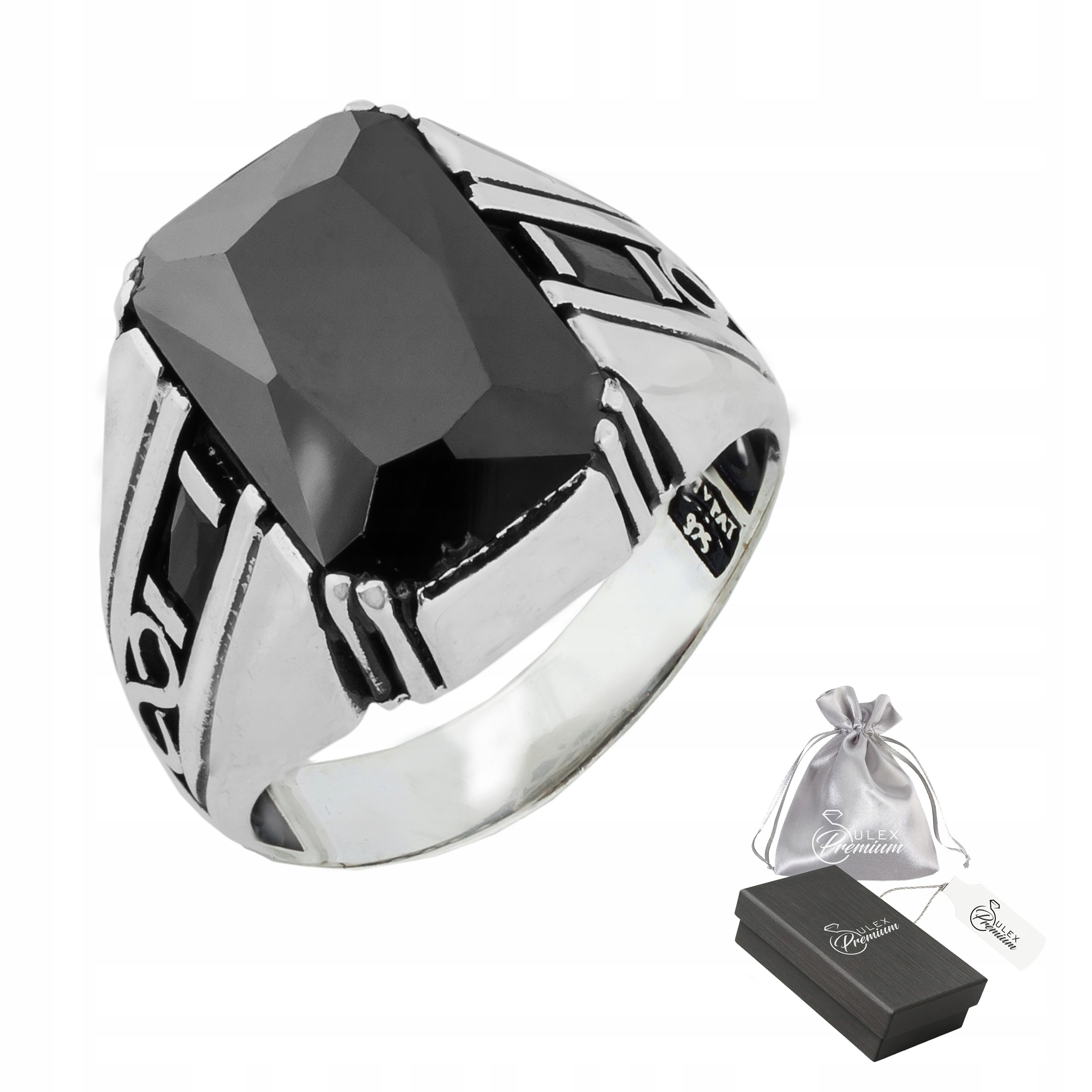 Elegantní pánský symbol Stříbro ryzost 925 Černá Zirkon fazetovaná barva vel. 27