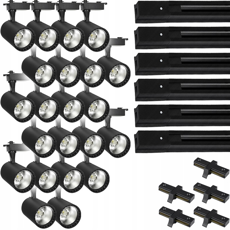 22 X Led Kolejnicový Reflektor S Hotovým Osvětlovacím Systémem Kolejnicový Kabel