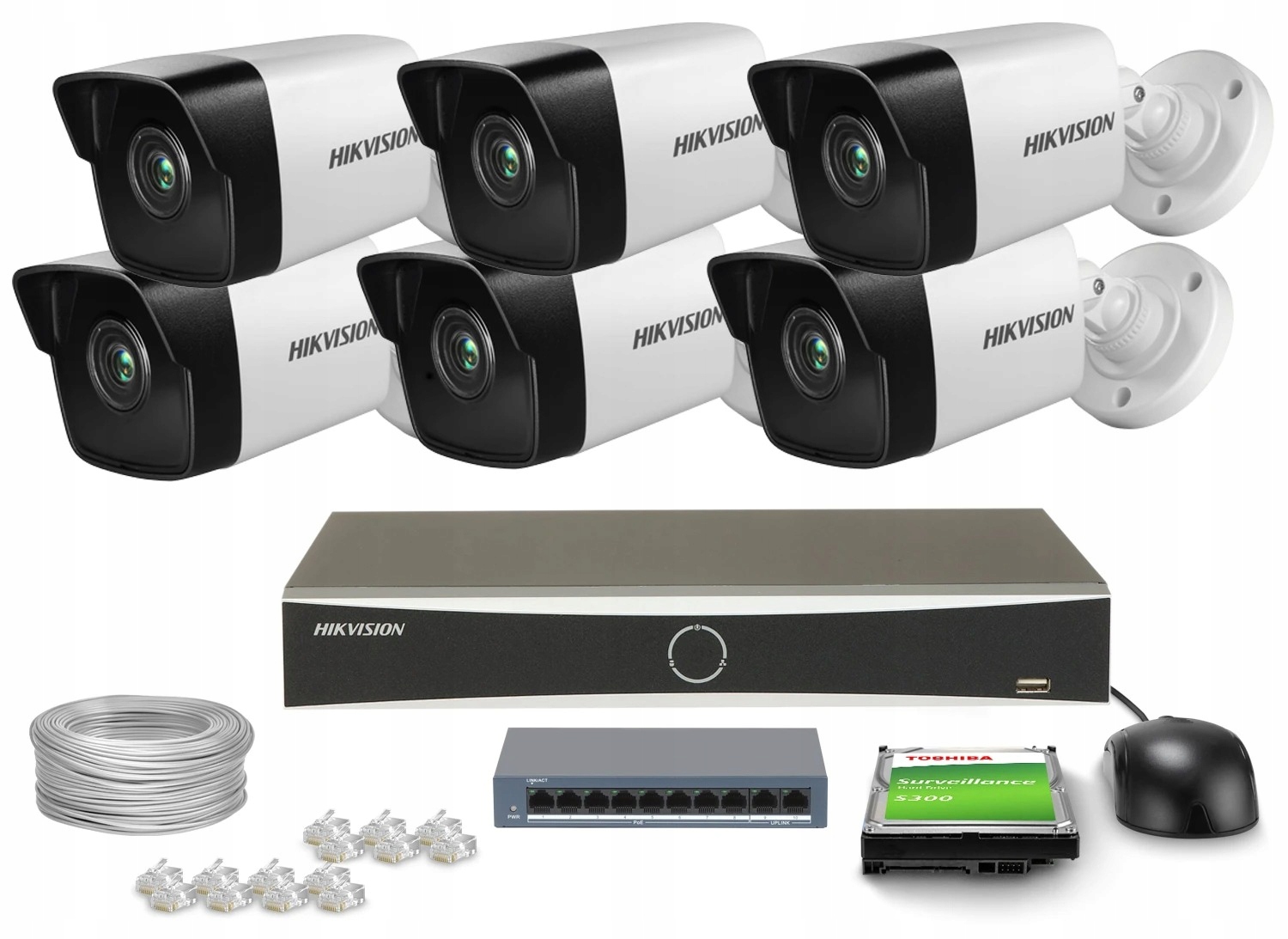 Sada na monitorovanie kamery dom Ip 6x DS-2CD1041G0-I/PL 4MPx Ir 30 m