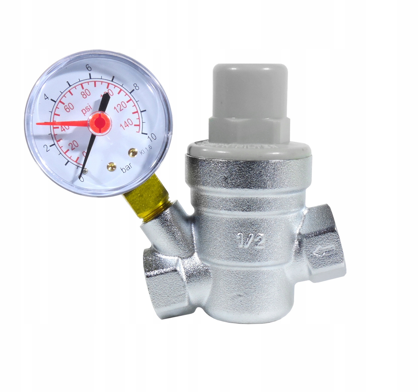 REDUKTOR REGULATOR CIŚNIENIA WODY Z MANOMETREM FI 1/2'' DN15 MOSIĘŻNY FILTR
