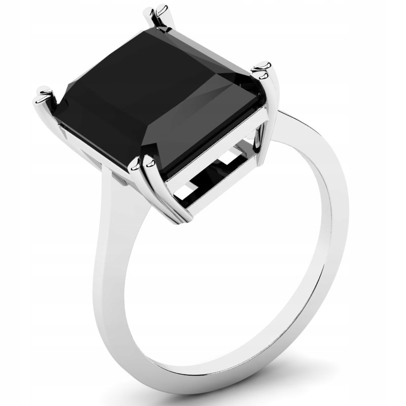 

Pierścionek Z Białego Złota Z Czarną Cyrkonią