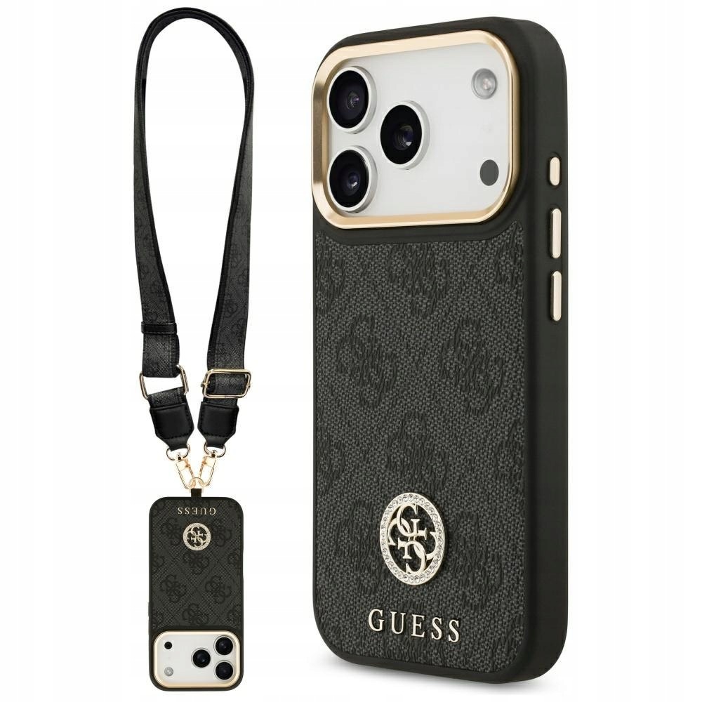 Pouzdro Guess 4G Strass Logo & Big Strap Metal Buttons MagSafe pro iPhone 1