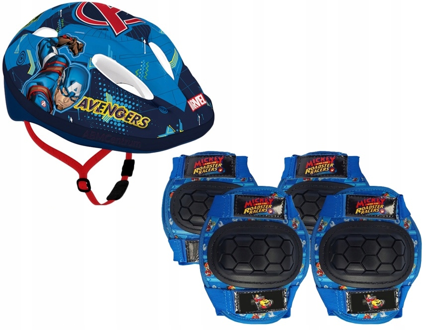 Kask dziecięcy regulowany 52-56 ochraniacze rower hulajnoga Avengers Mickey