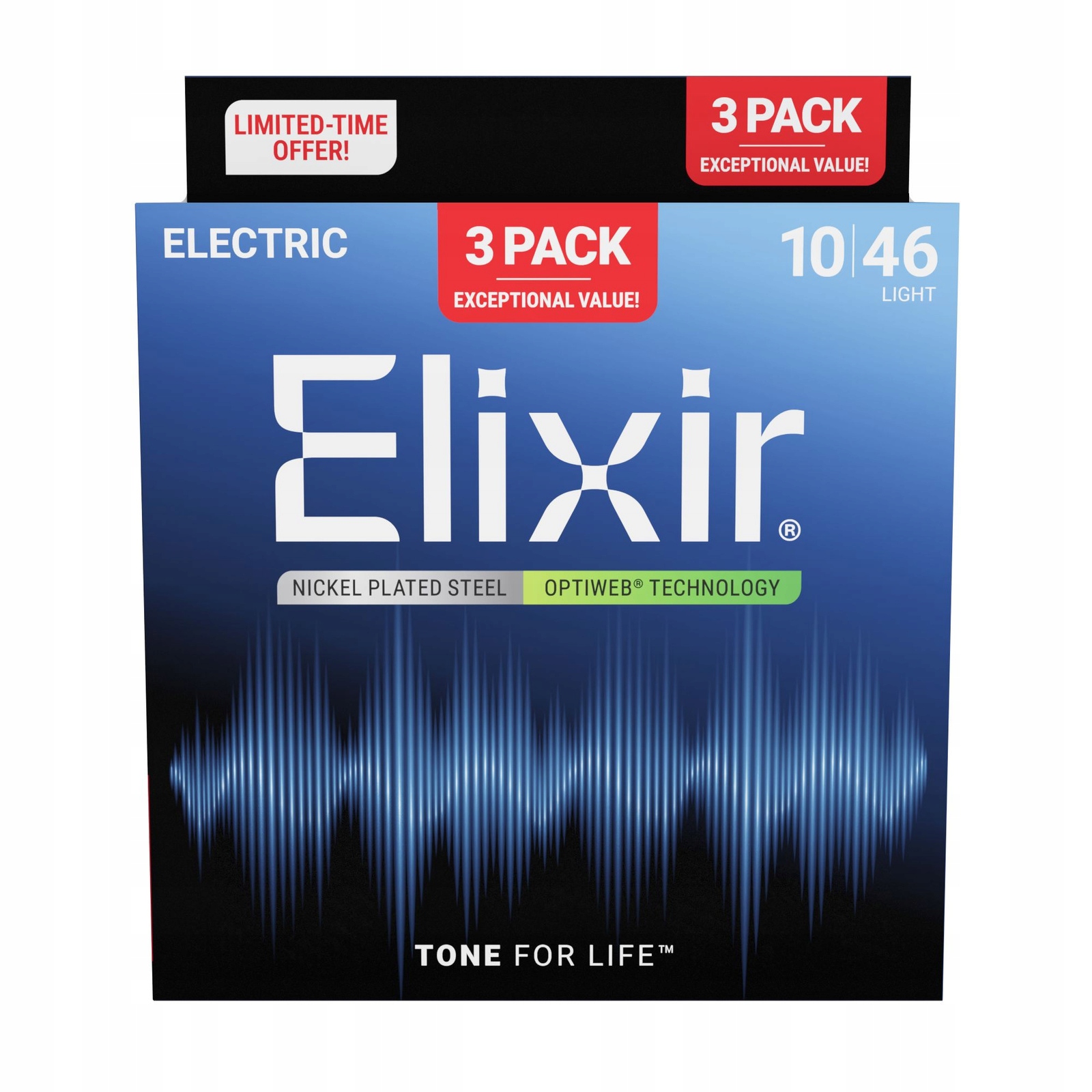 Elixir 16572 struny pro elektrickou kytaru, 3 sady v balení