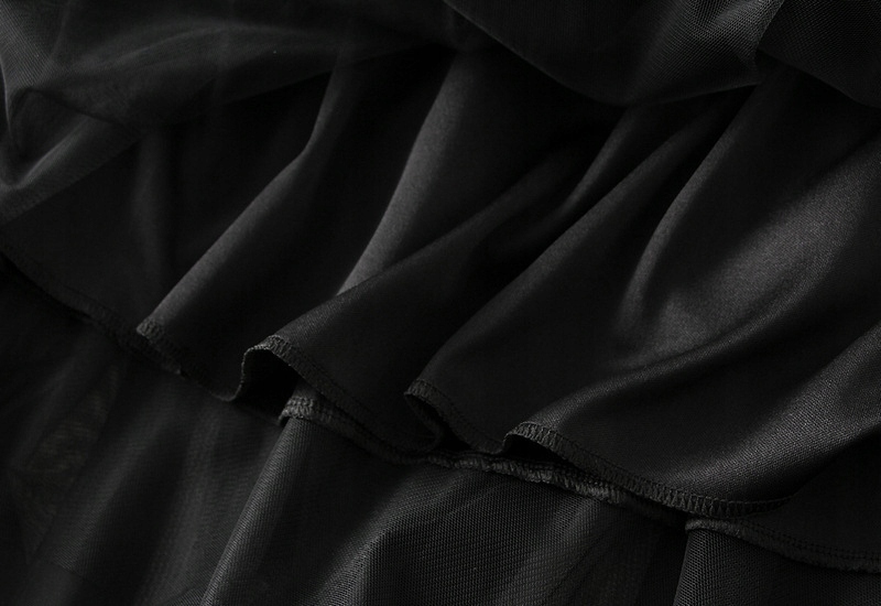 DAMSKA SPÓDNICA TIULOWA DŁUGA FALBANY MIDI Długość midi