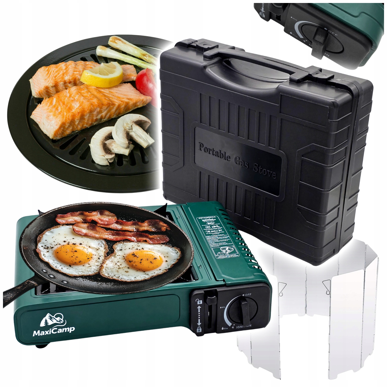 Kuchenka turystyczna 2w1 Gazowa Przenośna na Kartusze Butle Grill +osłona
