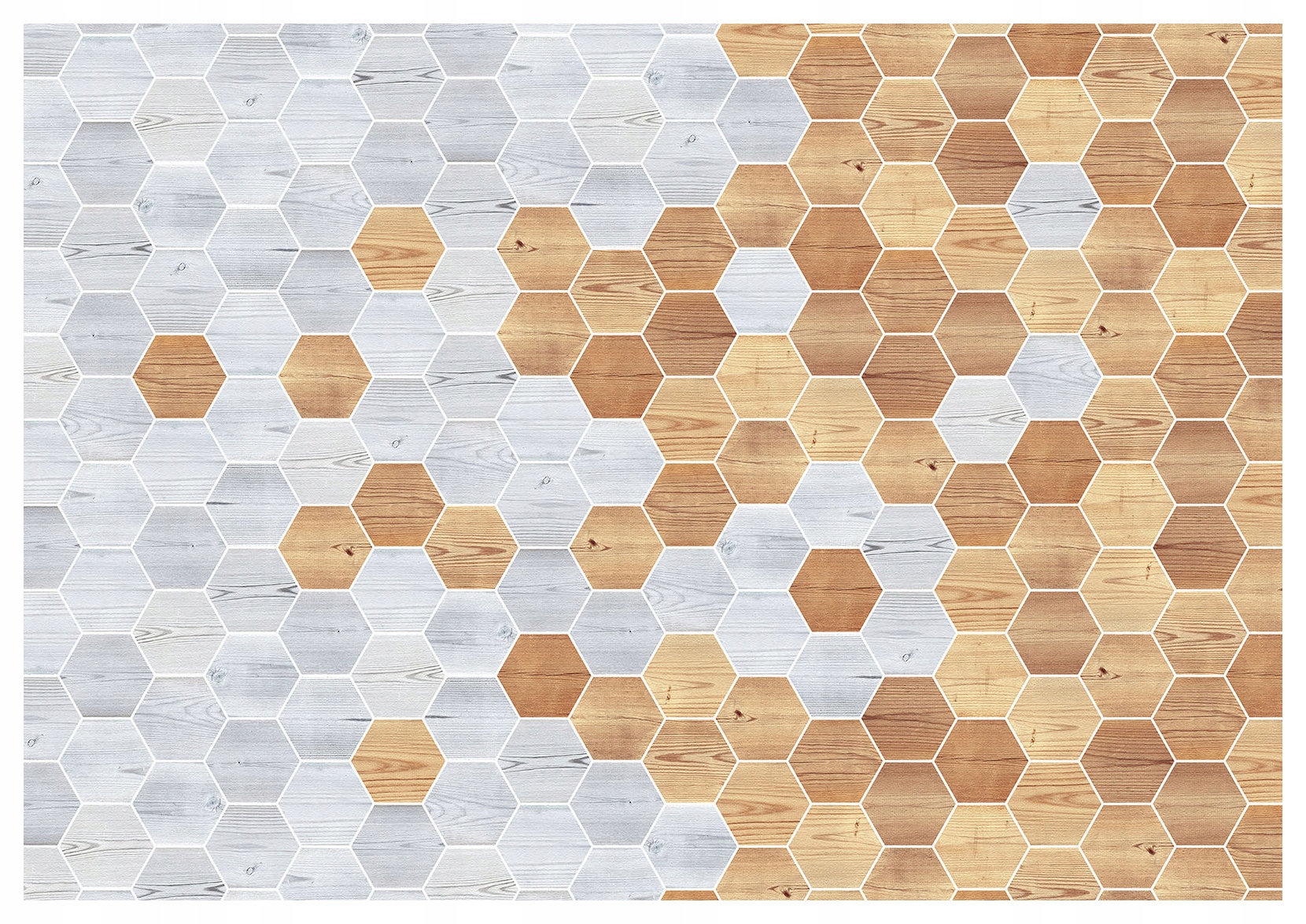 Fototapeta Dřevěné šestiúhelníky mozaika světle tmavá 400x280 lepidlo