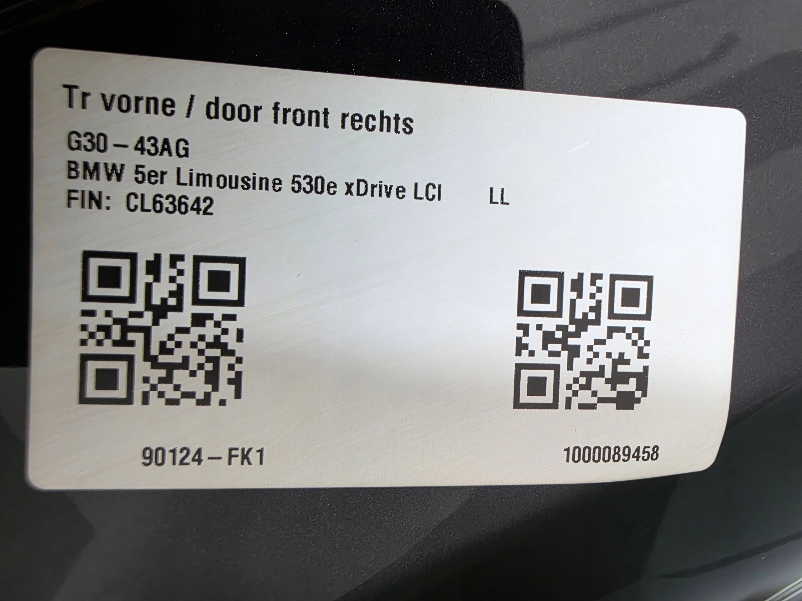 door right front BMW 5 G30 LCI 475 BLACK SAPPHIRE METALLIC