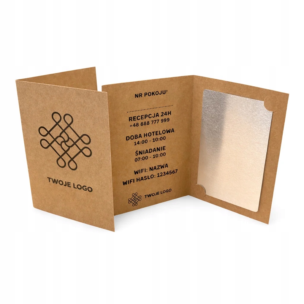 Papierowe Etui Kraft na Klucz Kartę Hotelową Własna Grafika Logo 100szt