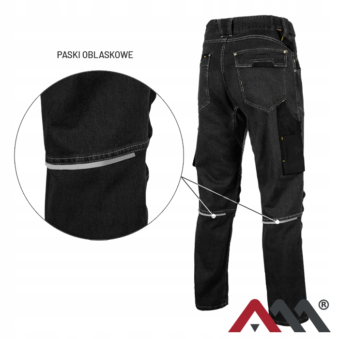 Spodnie ROBOCZE do pasa Jeansowe Stretch czarne XL Kod producenta 5907791430939