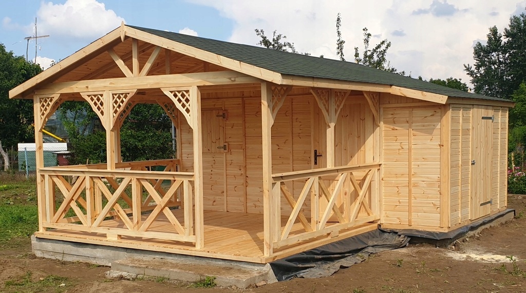 Domek Drewniany Ogrodowy Letniskowy Altana 6x4m KOMPLETNY Drewno Sosnowe Stan opakowania oryginalne