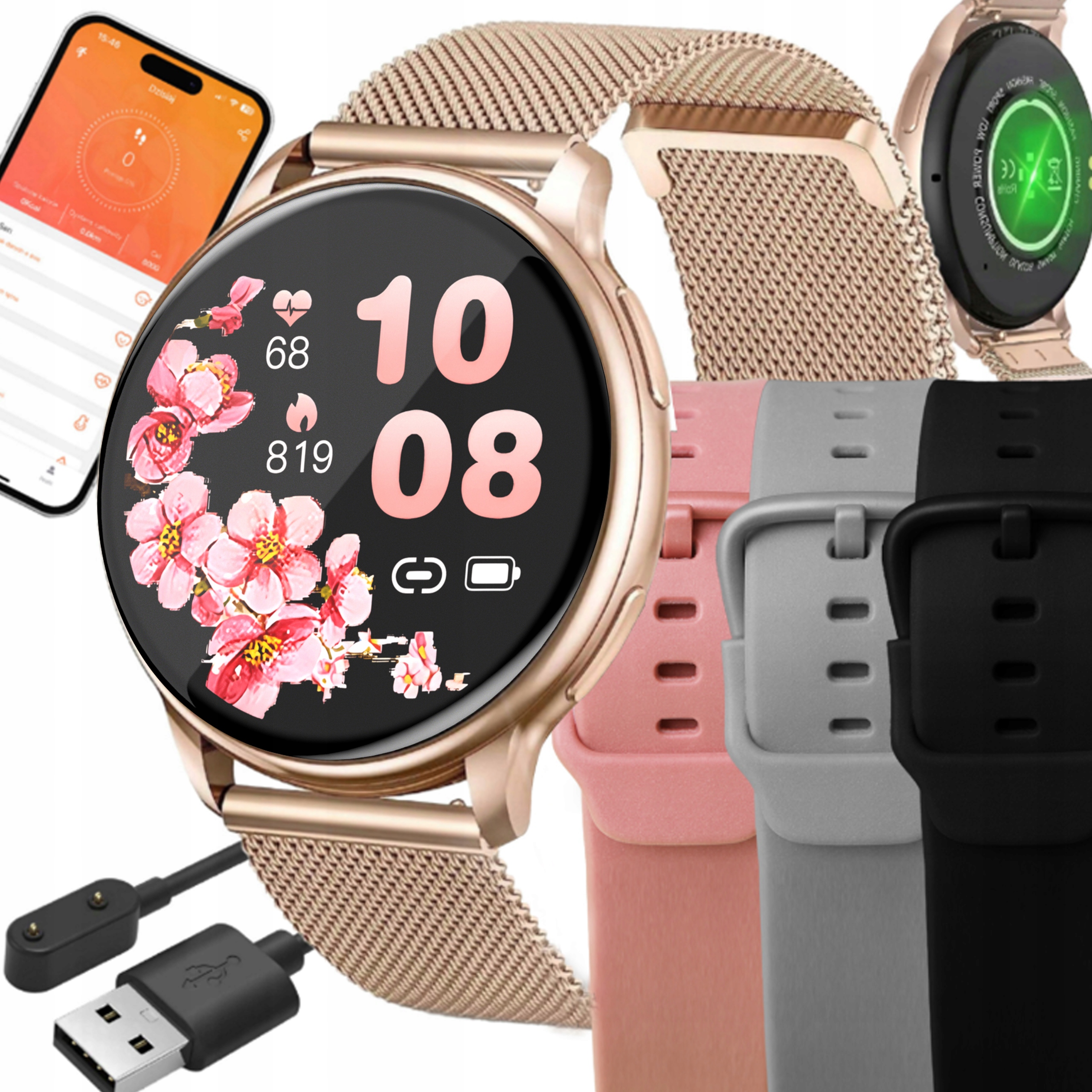 Chytré Hodinky Dámské Hodinky Pro Zlaté Volání Upozornění Sport 4 Řemínky Pl