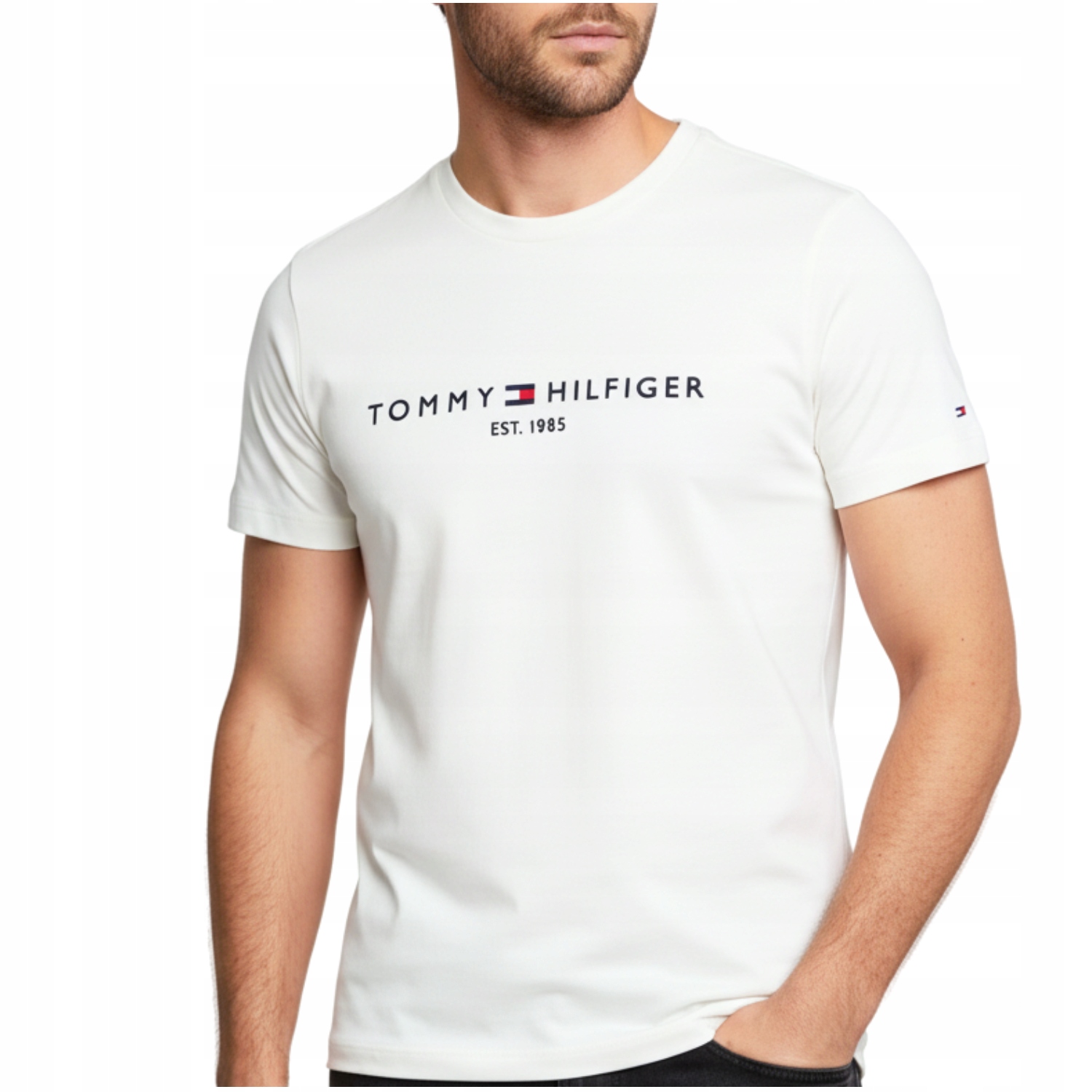 Tommy Hilfiger Tričko Est 1985 Tričko Bílé Pánské Klasické vel. M