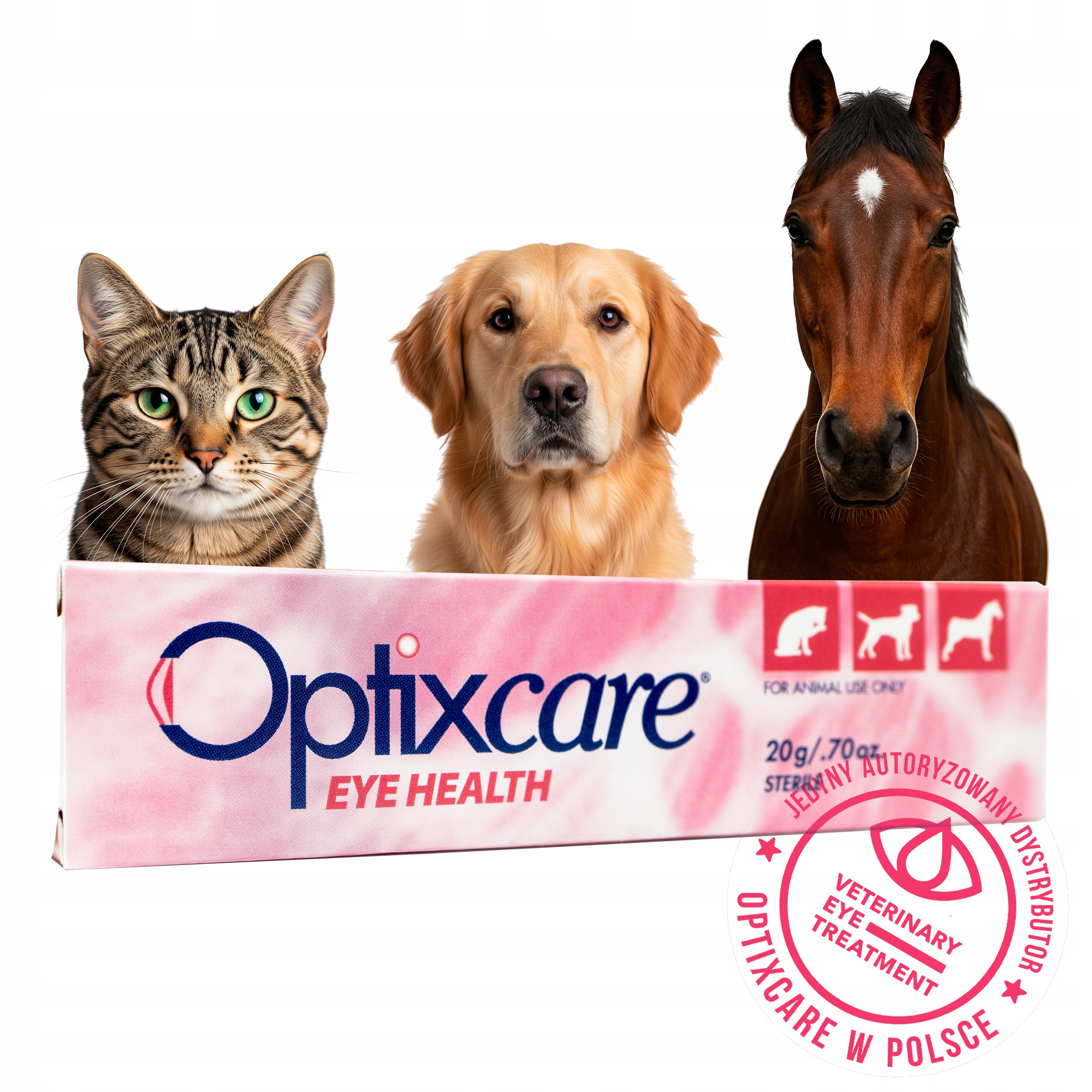 Optixcare Eye Health 20g żel do oczu dla zwierząt, psy, koty, konie.