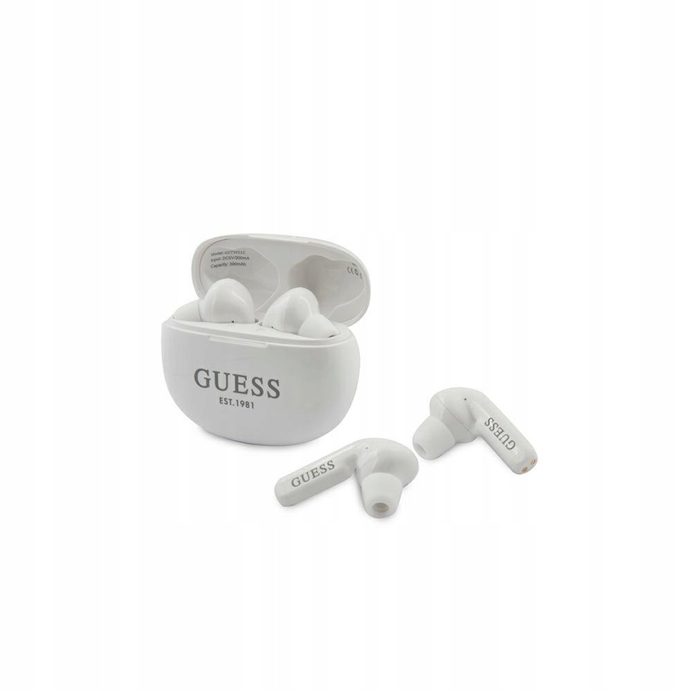 Bezdrátová sluchátka Guess GUTWS1CWHTWS bílá s dokovací stanicí