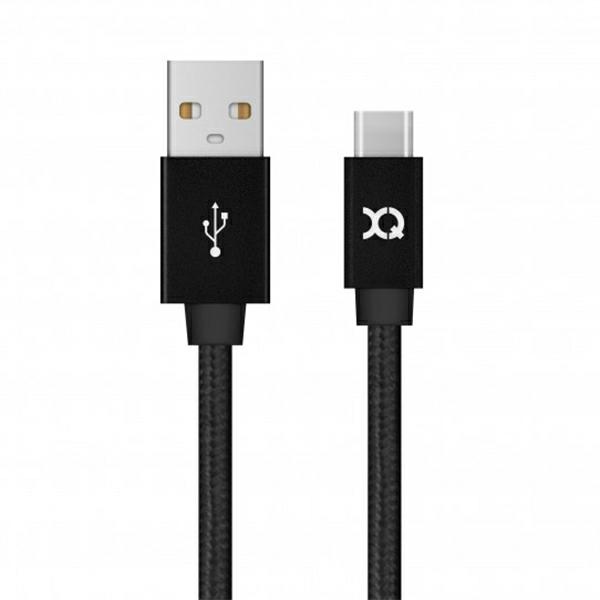 Xqisit kabel Cotton Usb C 3.0 czarny/black 1.8m 27749