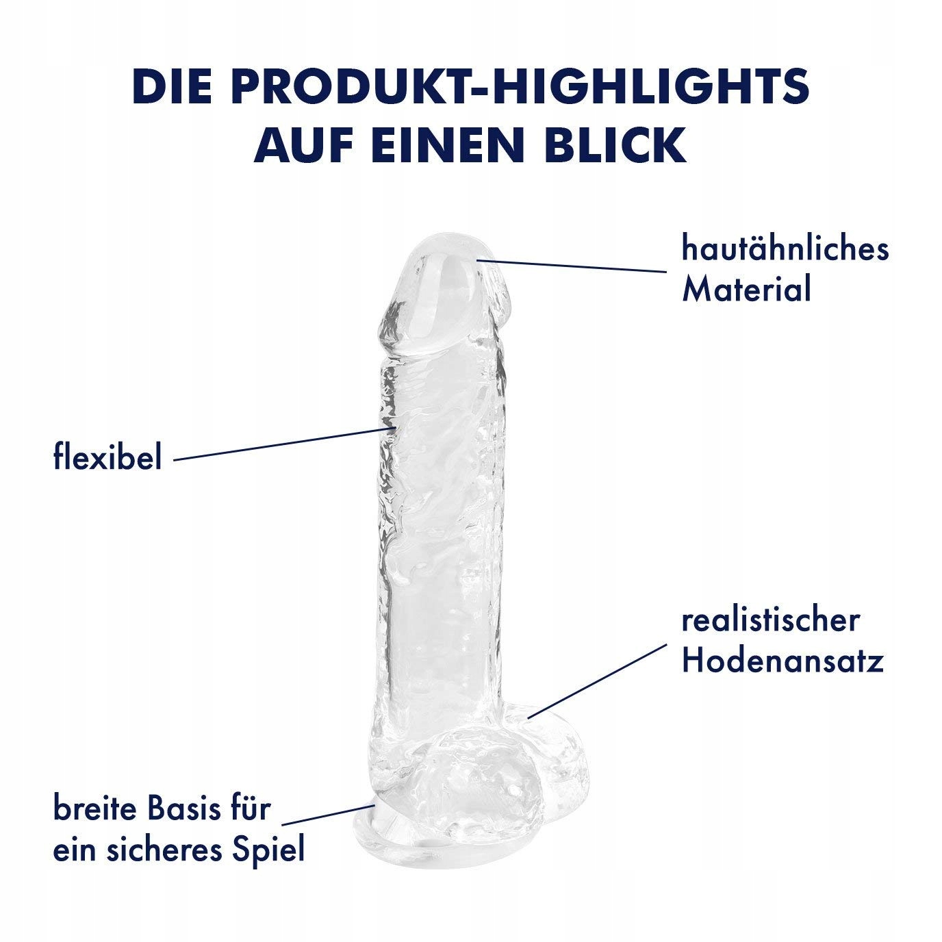 EIS Przezroczysty Naturalny Dildo Rozmiar M 22 cm — miniatura 2