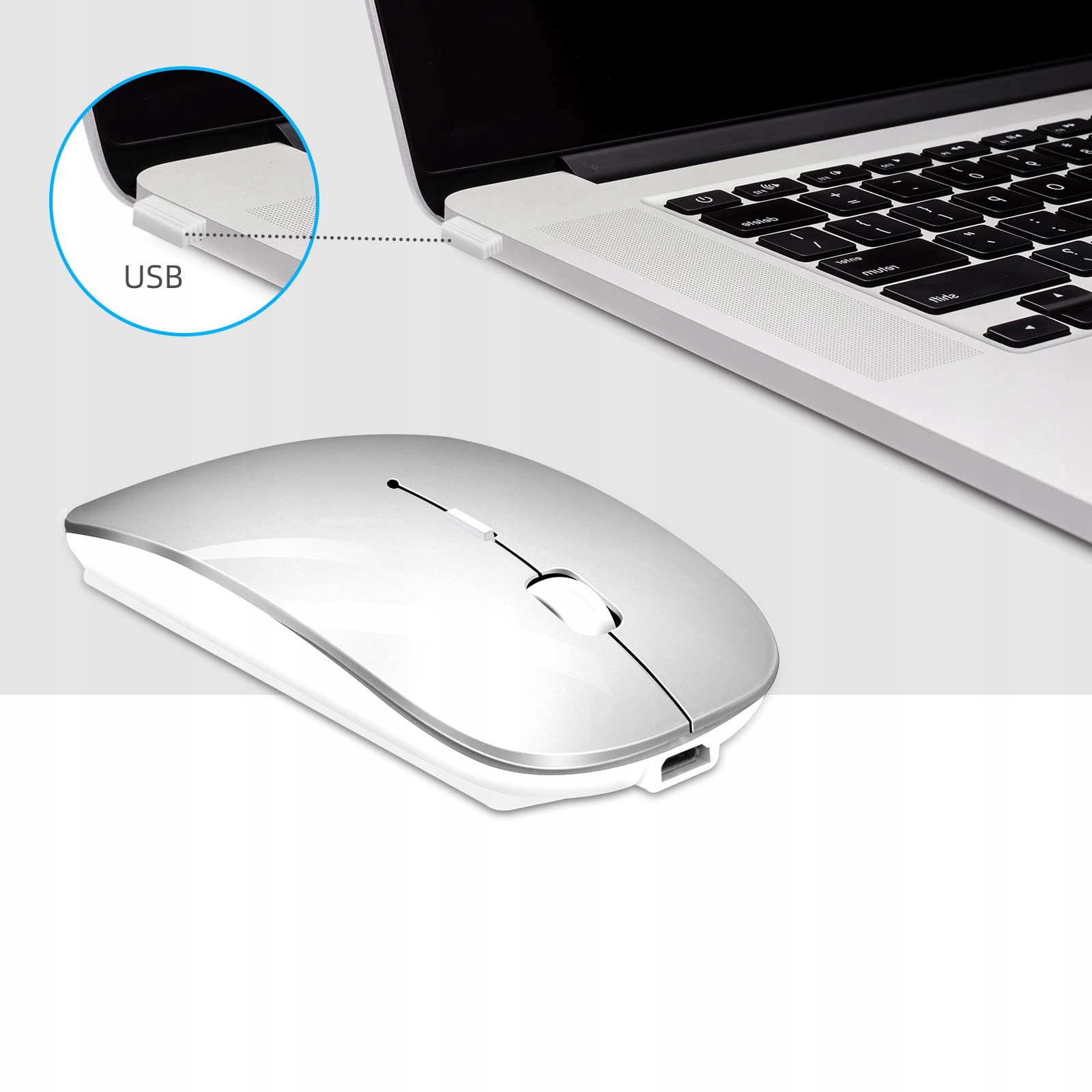 BEZPRZEWODOWA MYSZ MYSZKA DO APPLE DO MACBOOK Kolor srebrny