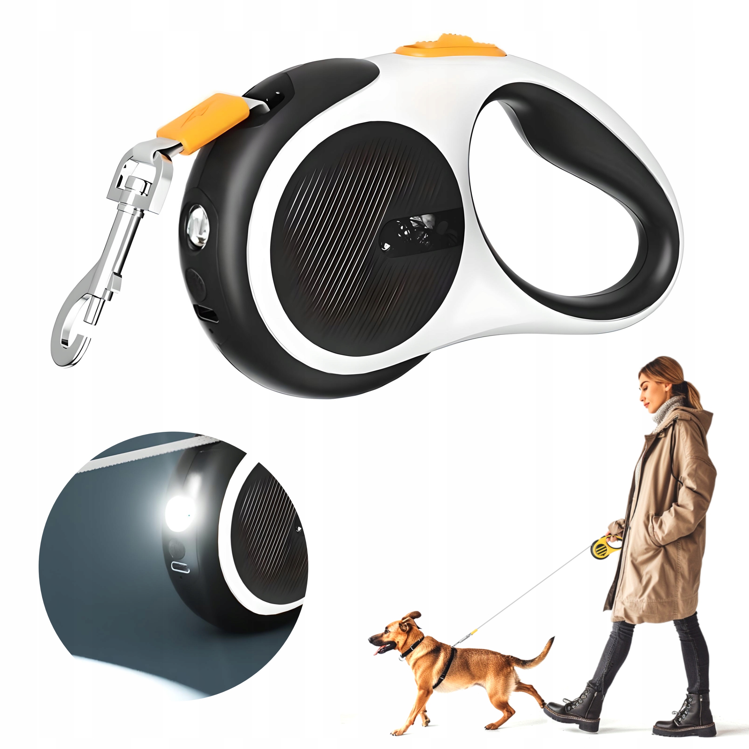 Levně Vodítko Automatické S Led Světlem Pevné Rolovací Vodítko Pro Psa Kočku 5 Metrů