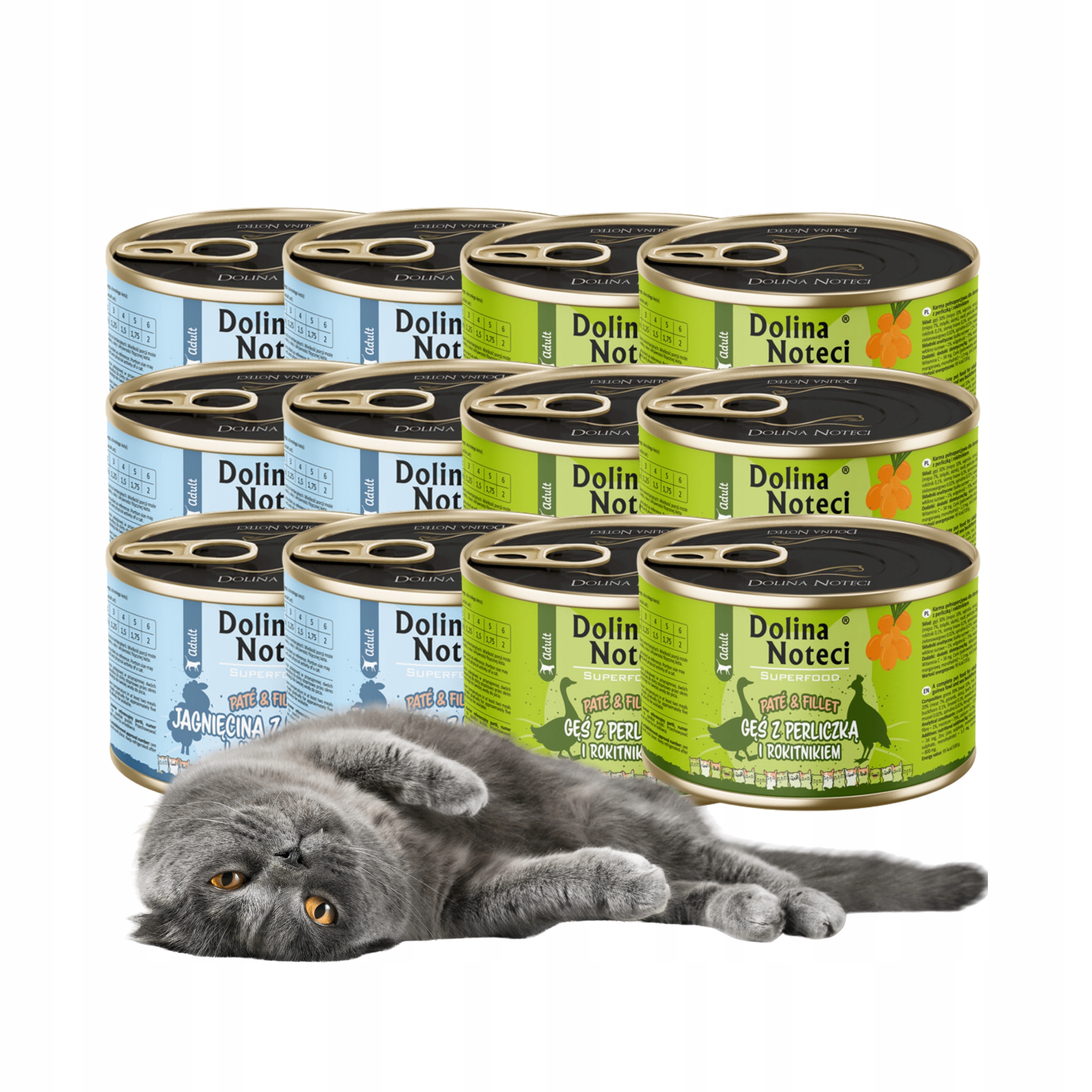 Levně Dolina Noteci Superfood paštika a filé pro kočky MIX 12x185 g