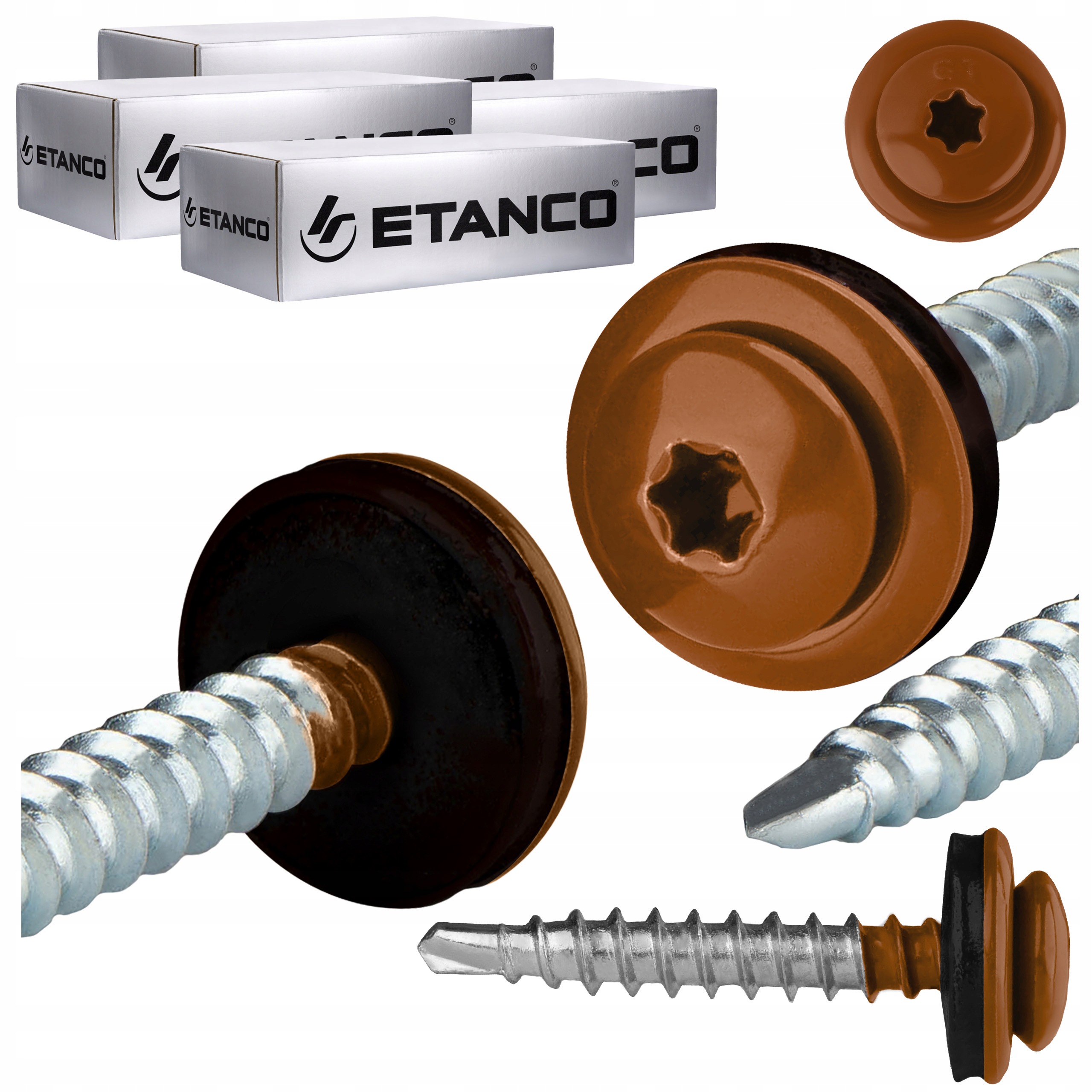 Farmářské vruty Torx 4,8x35 mm Ral 8004 1000ks plechové vruty Etanco Gtf P