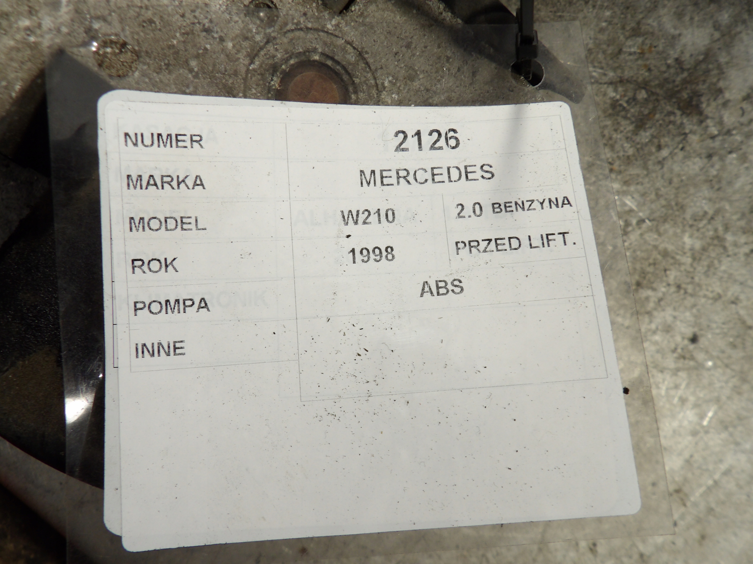 Mercedes W210 Pompa ABS 2,0B A0034313012