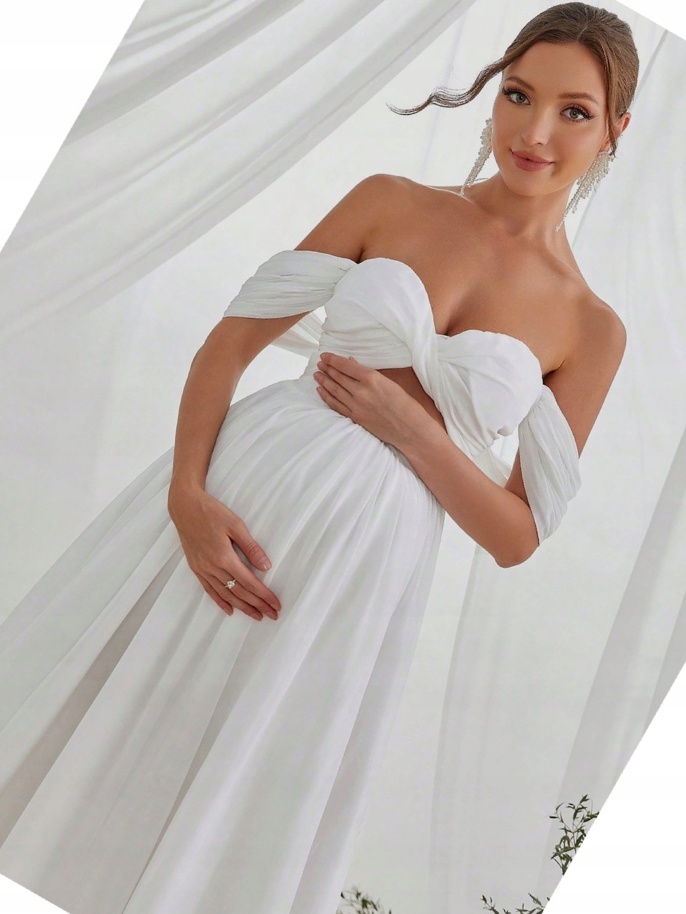 Šaty s odhalenými rameny Faeriesty Balová Těhotenská šifonová XL