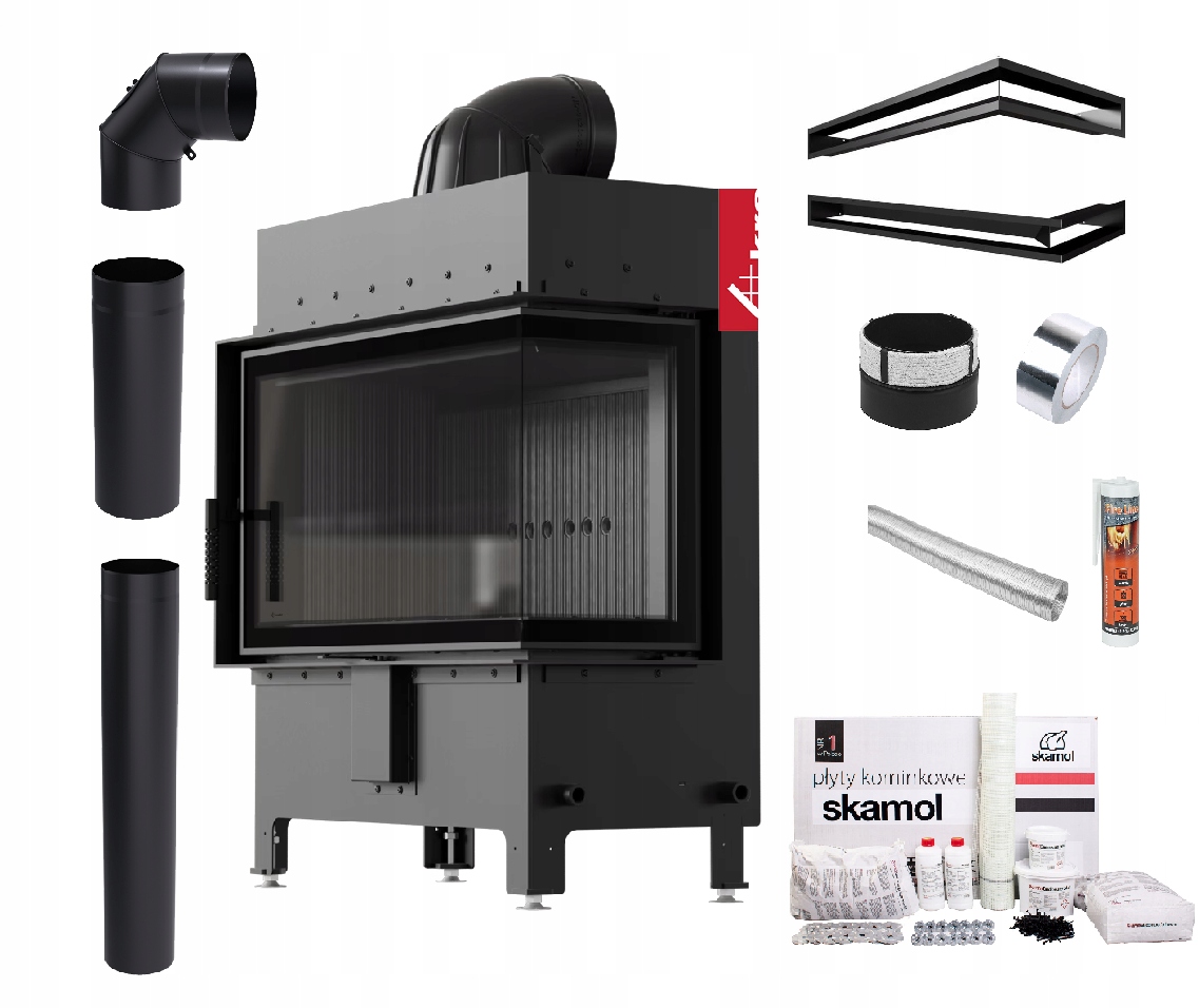 Krbová Vložka Lucy 14 kW Pravá Černá Ocelová Ekodesignová Sada