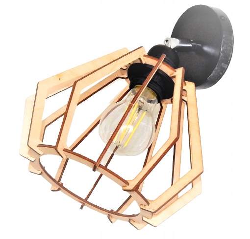 

Lampa Kinkiet Ścienny Boho Diament drewniana Loft
