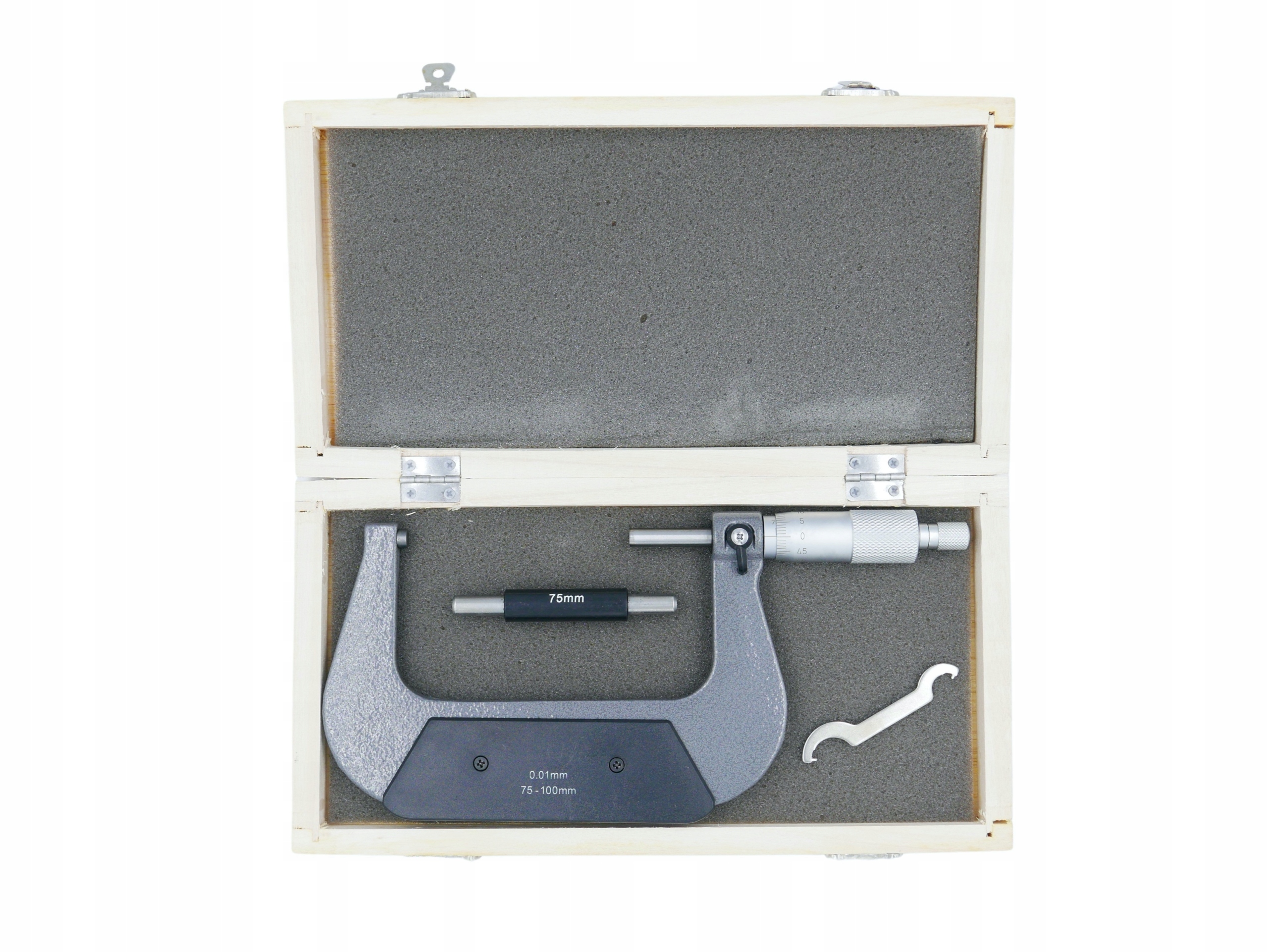 

Mikrometr Zewnętrzny 75-100 0,01mm Drewniany Box