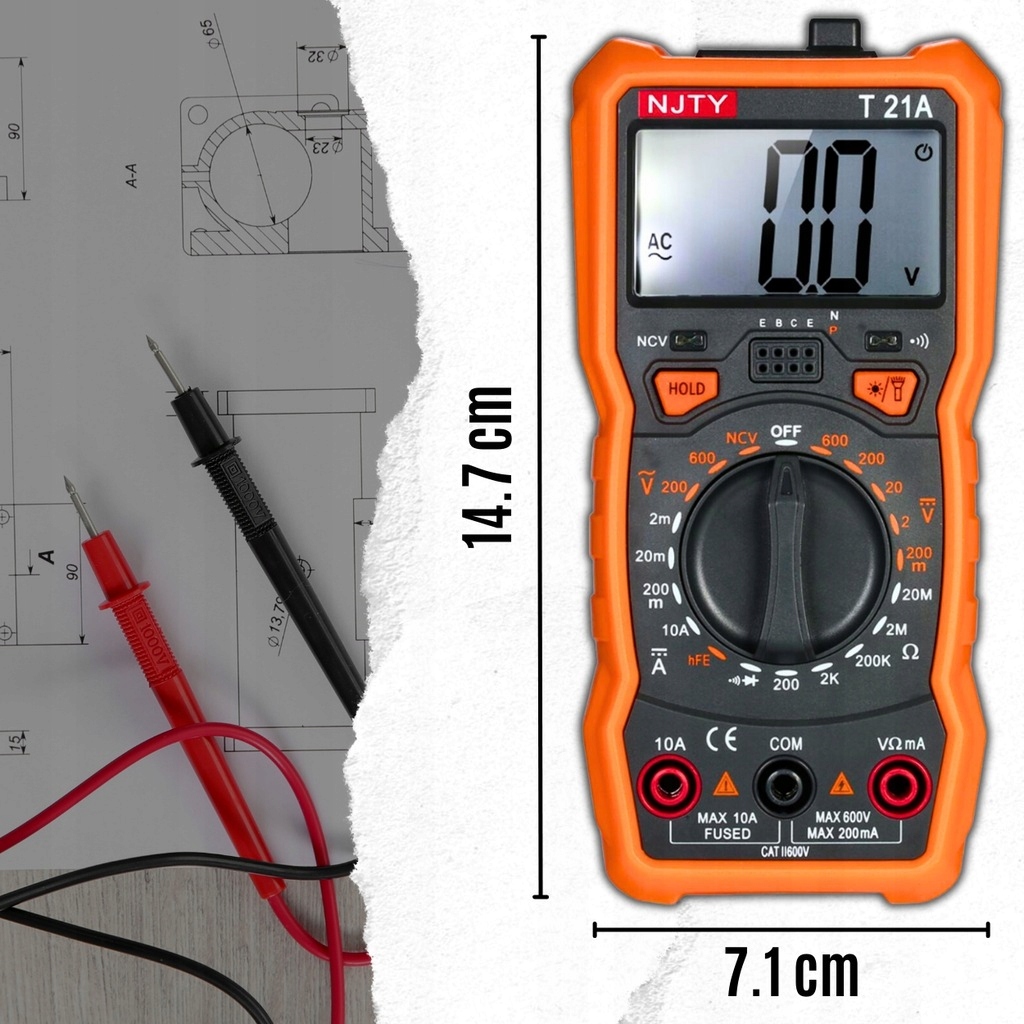 MIERNIK CYFROWY MULTIMETR PRĄDU ELEKTRYCZNY PROFESJONALNY LCD TESTER Model PM-MMT-60