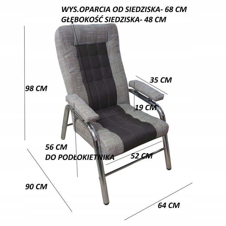 DWUKOLOROWY FOTEL FINKA PROSTY CHROM NA METALOWYM STELAŻU Marka Anmil