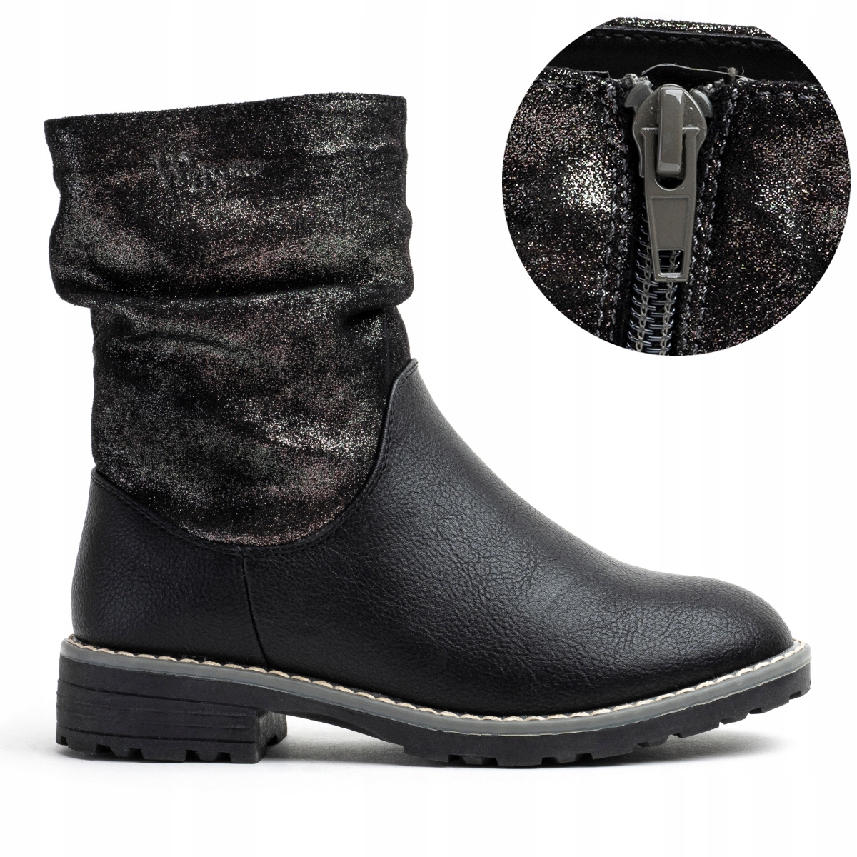 Botki dziewczęce OCIEPLANE kożuszek SUWAK miękkie wygodne Wojtyłko 34