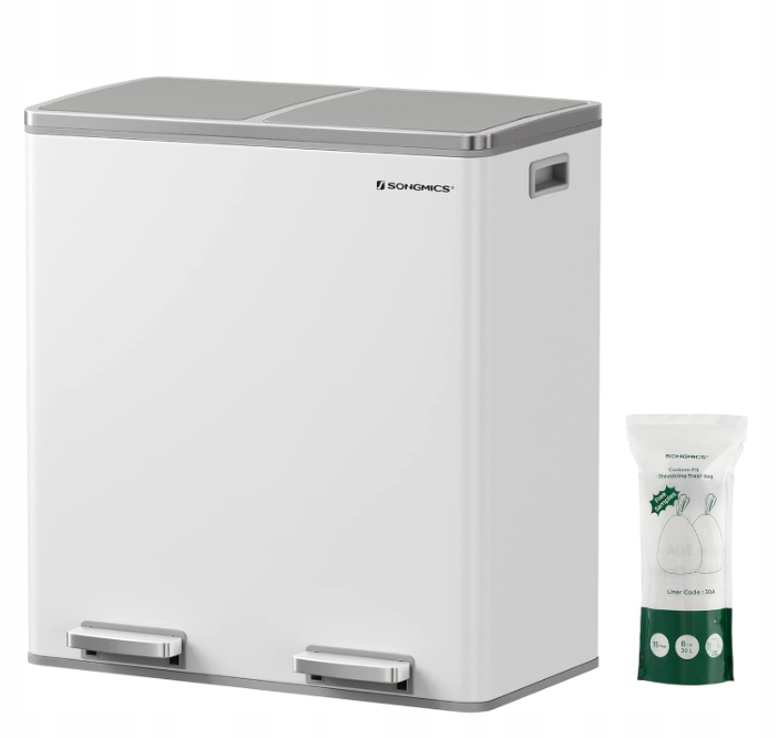 Kôš na odpadky Kontajner na triedenie odpadu 2 x 30 l biely/sivý