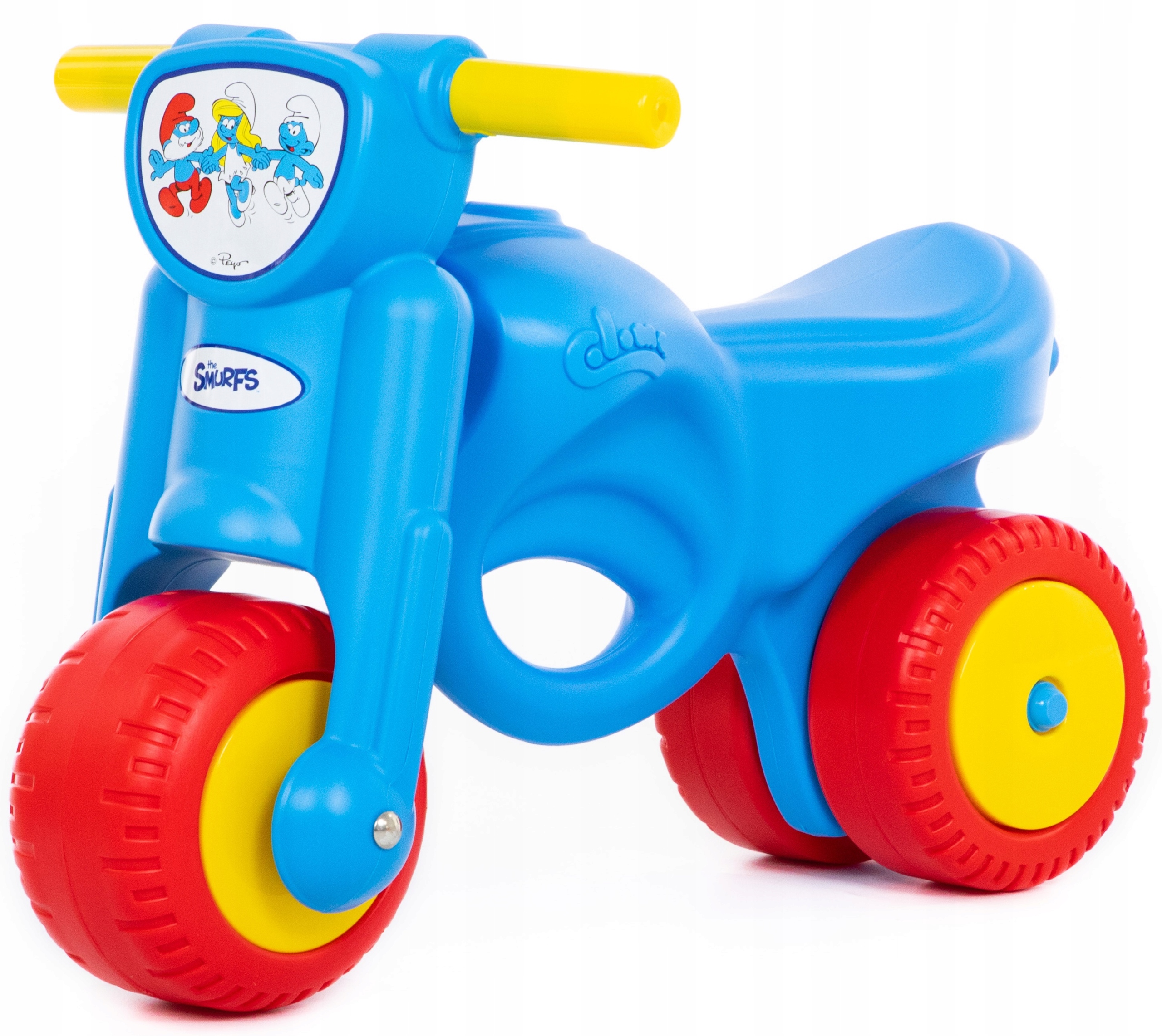 Smerfy jeździk odpychany nogami motor niebieski dla dzieci 1+